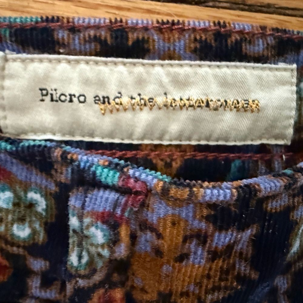 Pilcro & The Letterpress Anthropologie Serif Printed Corduroy Pants Size 29 - Picture 4 of 9